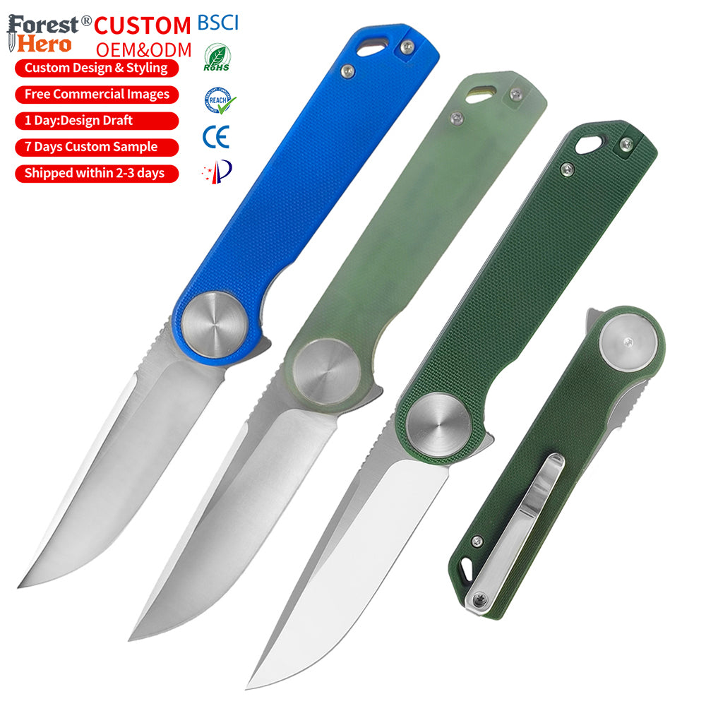 ForestHero D2 blade G10 handle camping pocket knife