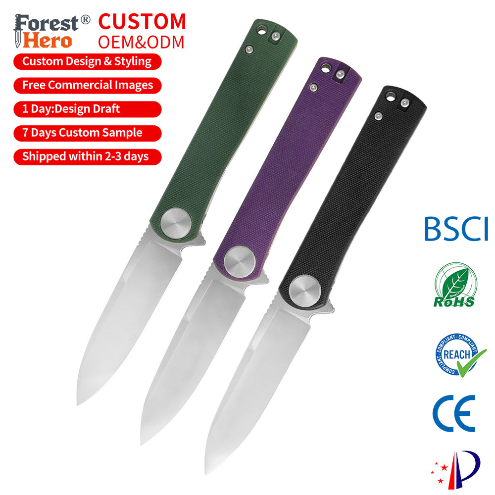 ForestHero D2 blade G10 handle camping pocket knife