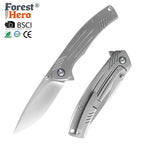 ForestHero D2 blade titanium alloy handle camping pocket knife