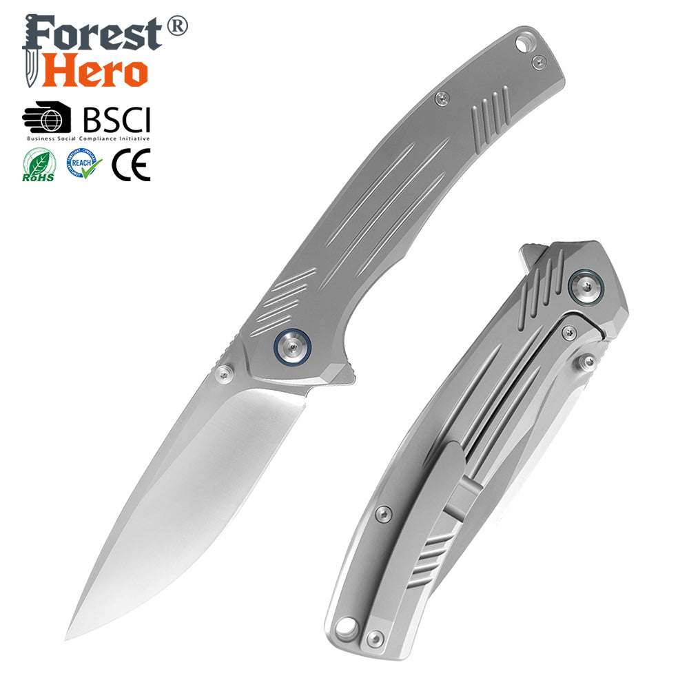 ForestHero D2 blade titanium alloy handle camping pocket knife