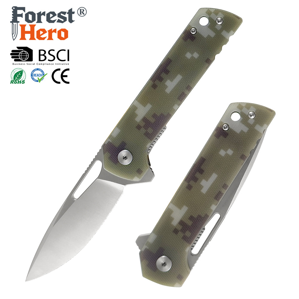 ForestHero D2 blade G10 handle camping pocket knife