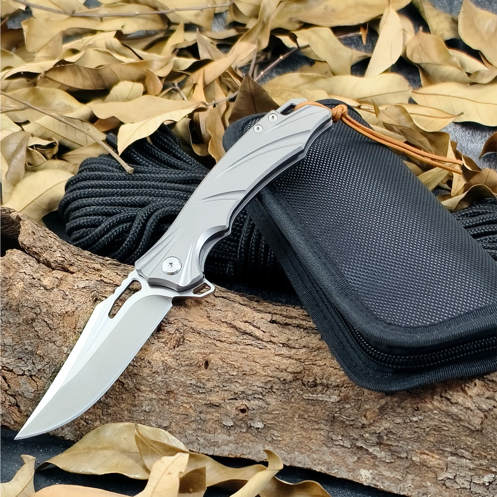 ForestHero D2 blade titanium alloy handle camping pocket knife
