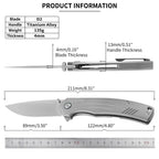 ForestHero D2 blade titanium alloy handle camping pocket knife