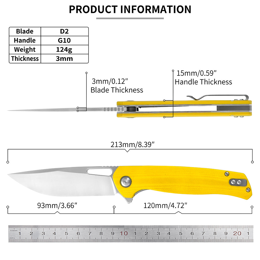 ForestHero D2 blade G10 handle camping pocket knife