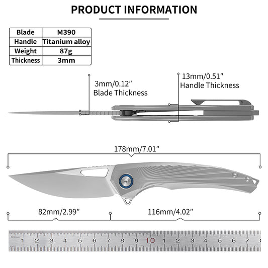 ForestHero M390 blade titanium alloy handle camping pocket knife