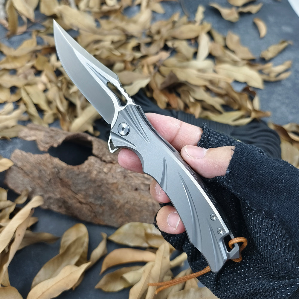 ForestHero D2 blade titanium alloy handle camping pocket knife