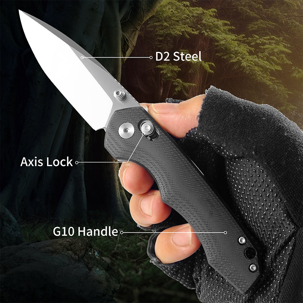 ForestHero D2 blade G10 handle camping pocket knife
