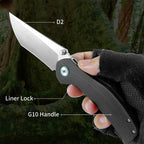 ForestHero D2 blade G10 handle camping pocket knife