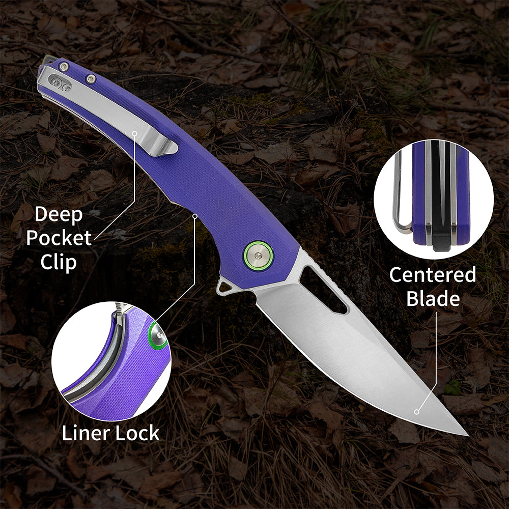 ForestHero 14C28N blade G10 handle camping pocket knife