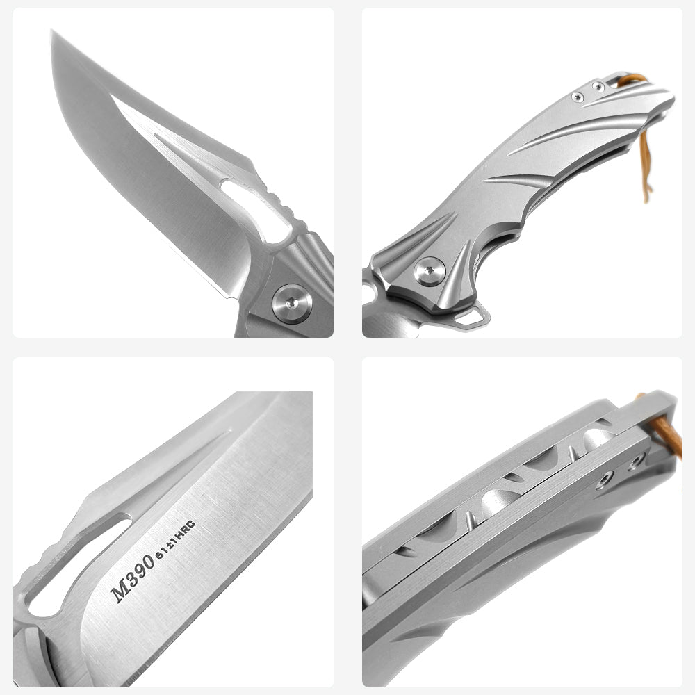 ForestHero D2 blade titanium alloy handle camping pocket knife