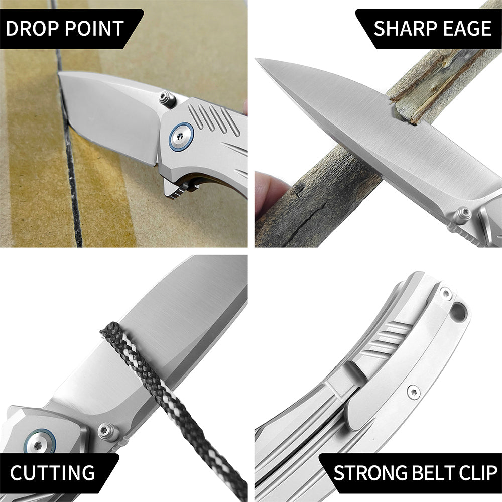 ForestHero D2 blade titanium alloy handle camping pocket knife