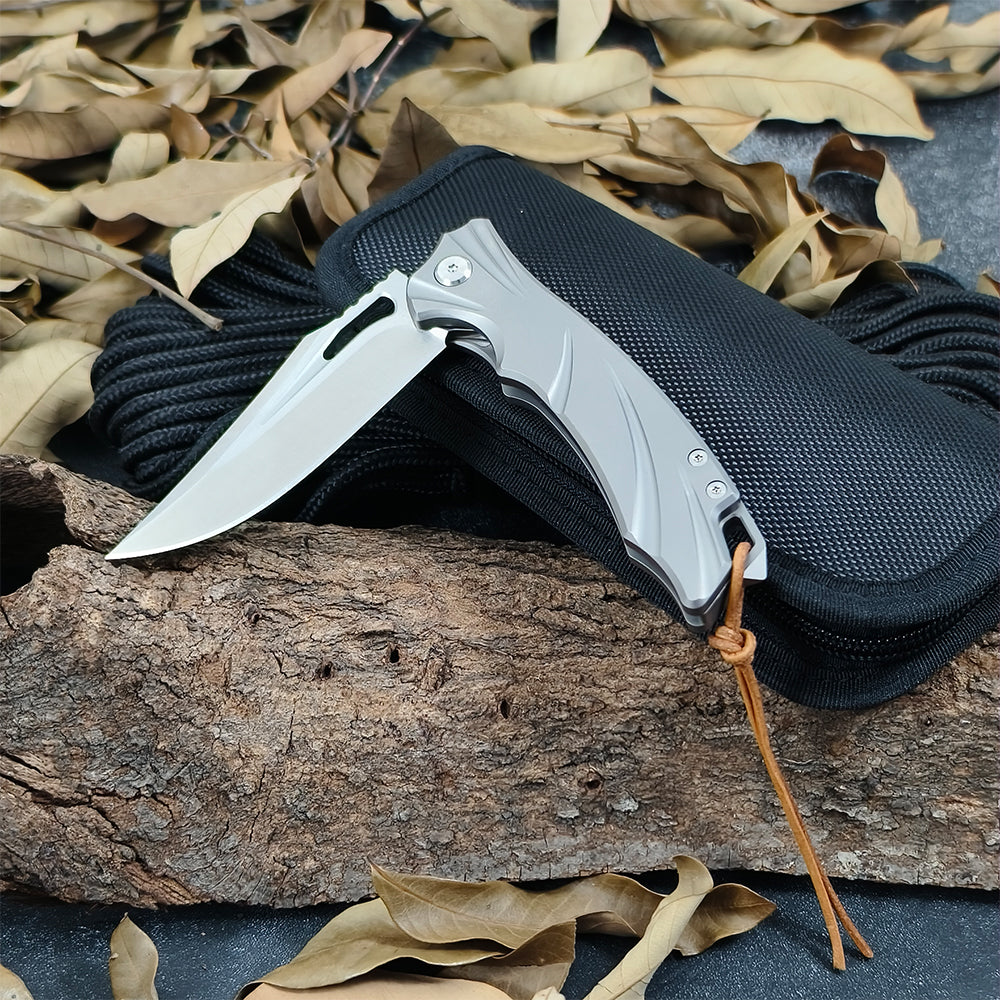 ForestHero D2 blade titanium alloy handle camping pocket knife