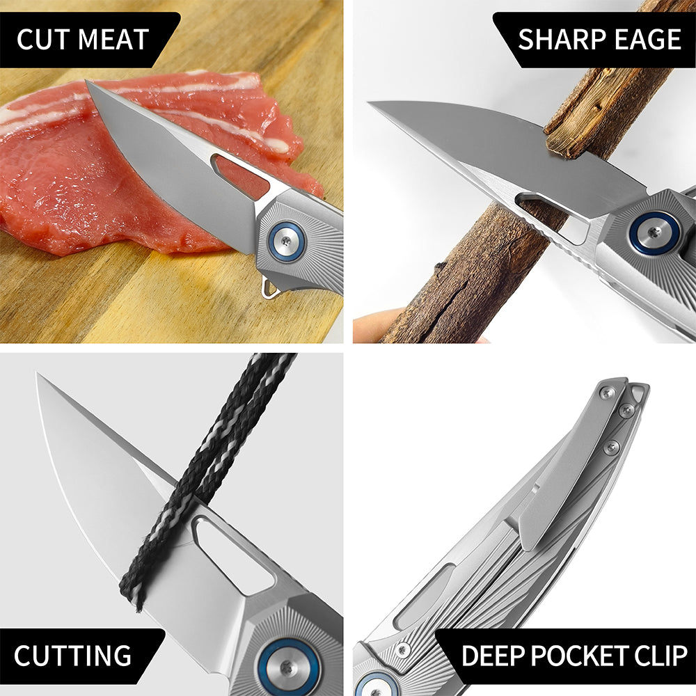ForestHero M390 blade titanium alloy handle camping pocket knife