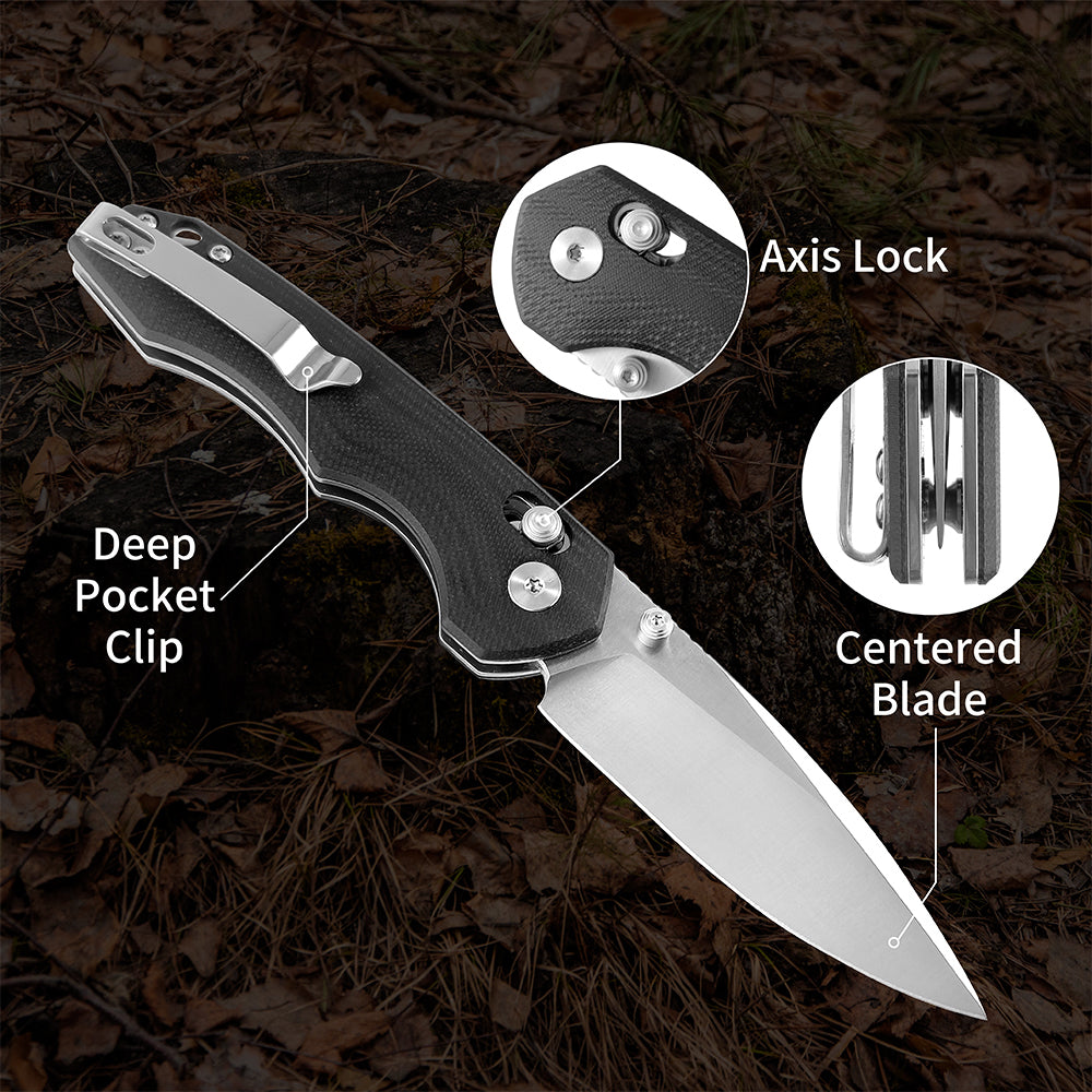 ForestHero D2 blade G10 handle camping pocket knife