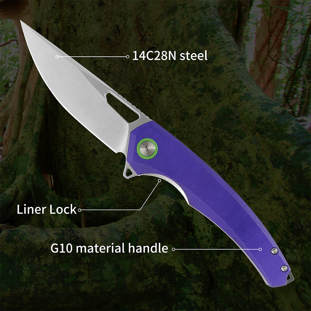 ForestHero 14C28N blade G10 handle camping pocket knife