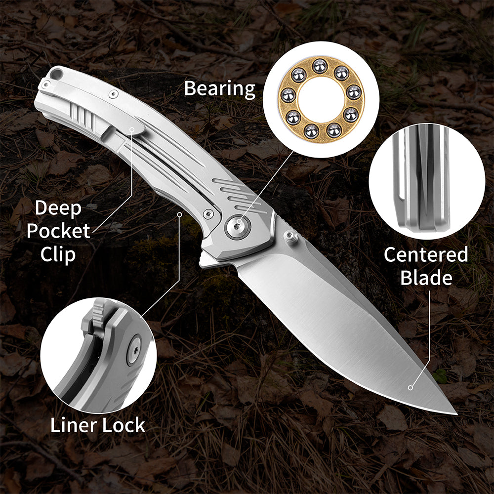 ForestHero D2 blade titanium alloy handle camping pocket knife