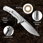 ForestHero D2 blade titanium alloy handle camping pocket knife