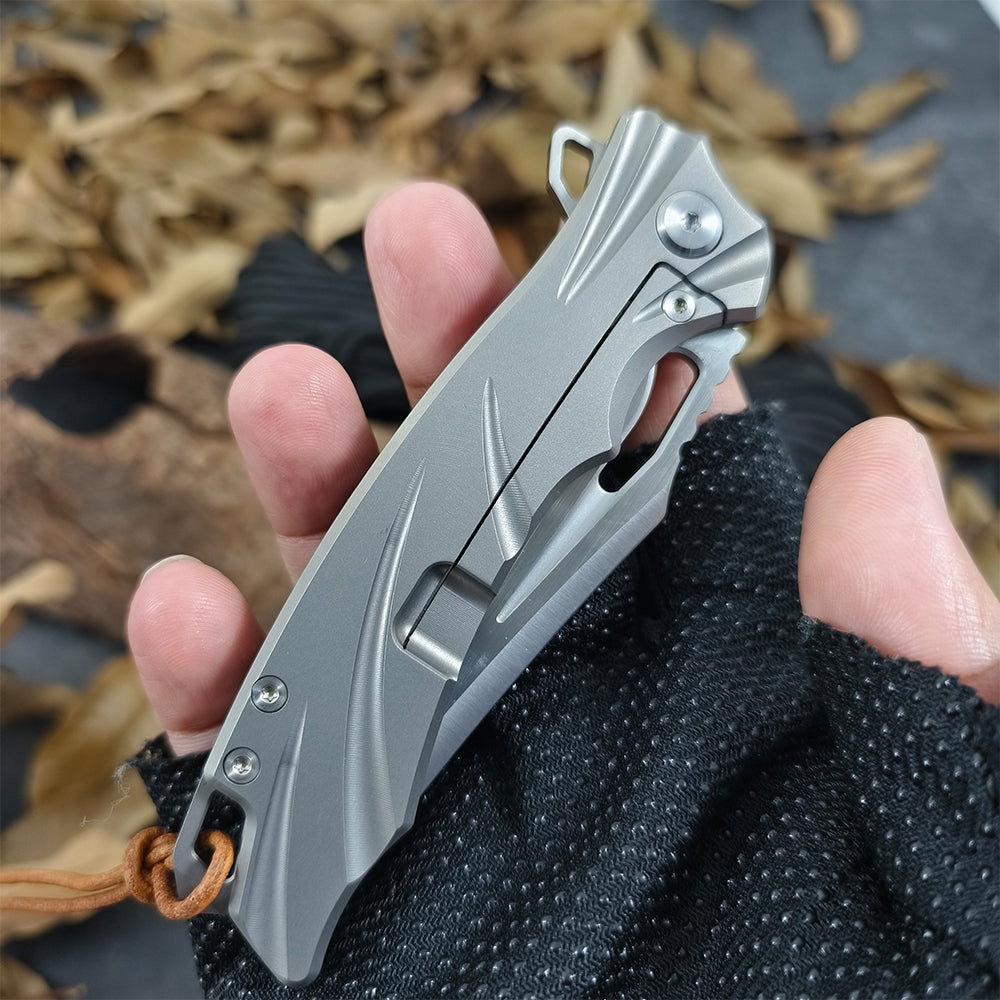 ForestHero D2 blade titanium alloy handle camping pocket knife