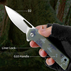ForestHero D2 blade G10 handle camping pocket knife