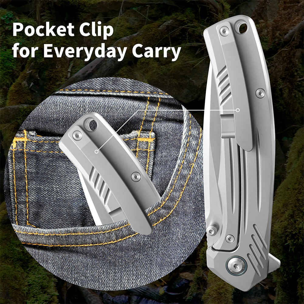 ForestHero D2 blade titanium alloy handle camping pocket knife