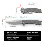 ForestHero D2 blade titanium alloy handle camping pocket knife