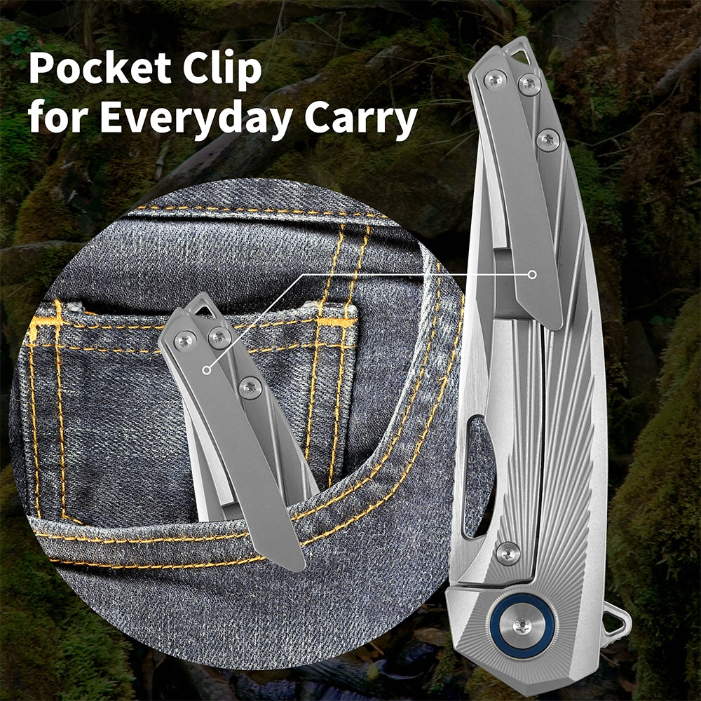 ForestHero M390 blade titanium alloy handle camping pocket knife
