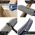 ForestHero Damascus blade G10 handle camping pocket knife
