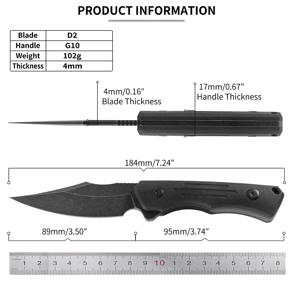 ForestHero D2 blade G10 handle camping hunting knife