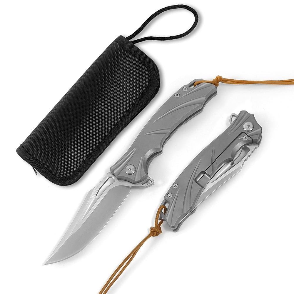 ForestHero D2 blade titanium alloy handle camping pocket knife